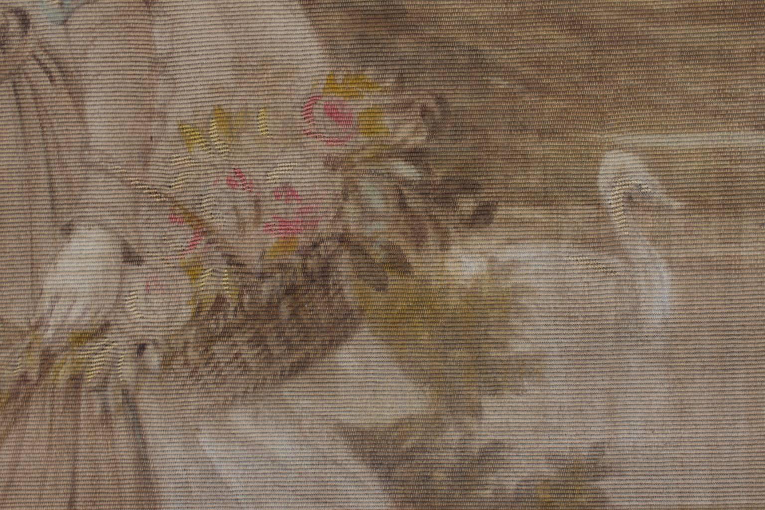 Antique French Tapestry Stretched on Wood Frame 3