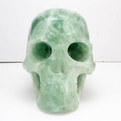 Large Vintage Hand-Carved Green Fluorite Human Skull