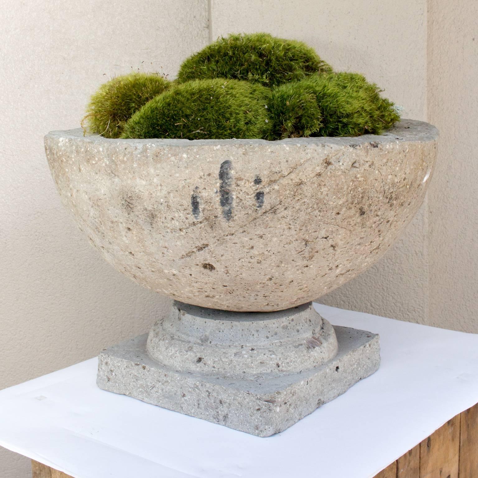 Hand Cast Hypertufa Centerpiece with Preserved Moss In Good Condition In Houston, TX