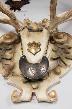 19th Century Habsburg Red Stag Trophy from Eckartsau Castle Austria with Gorget