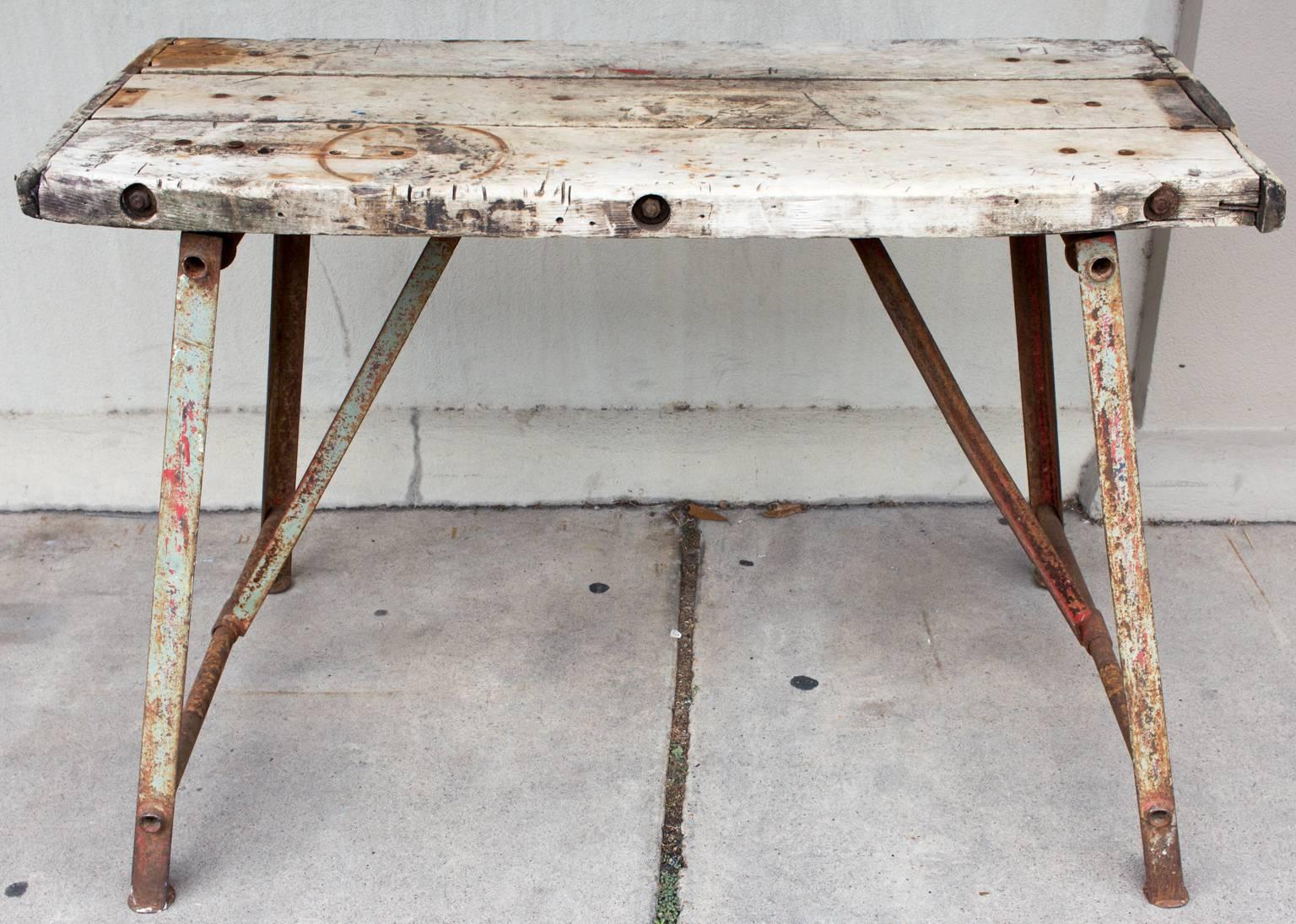 Discovered during our recent time in France, we really fell for a pairing of distressed work tables that were used in a garden which we think would be lovely used indoors or out with large-scale mirrors or art hung above. Cleaned and bleached, these
