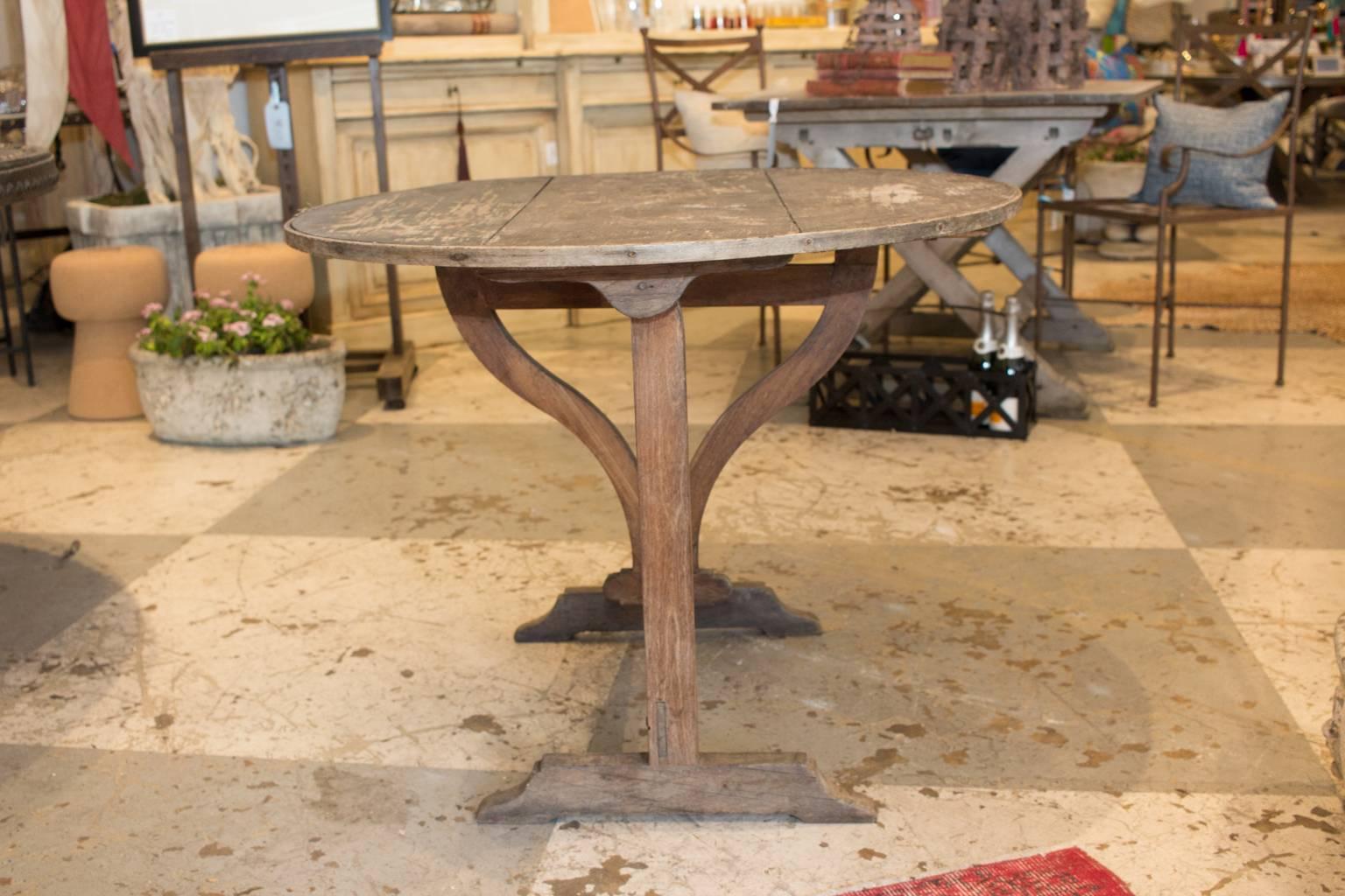 Antique French Folding Wine Table, circa 1910 In Distressed Condition In Houston, TX