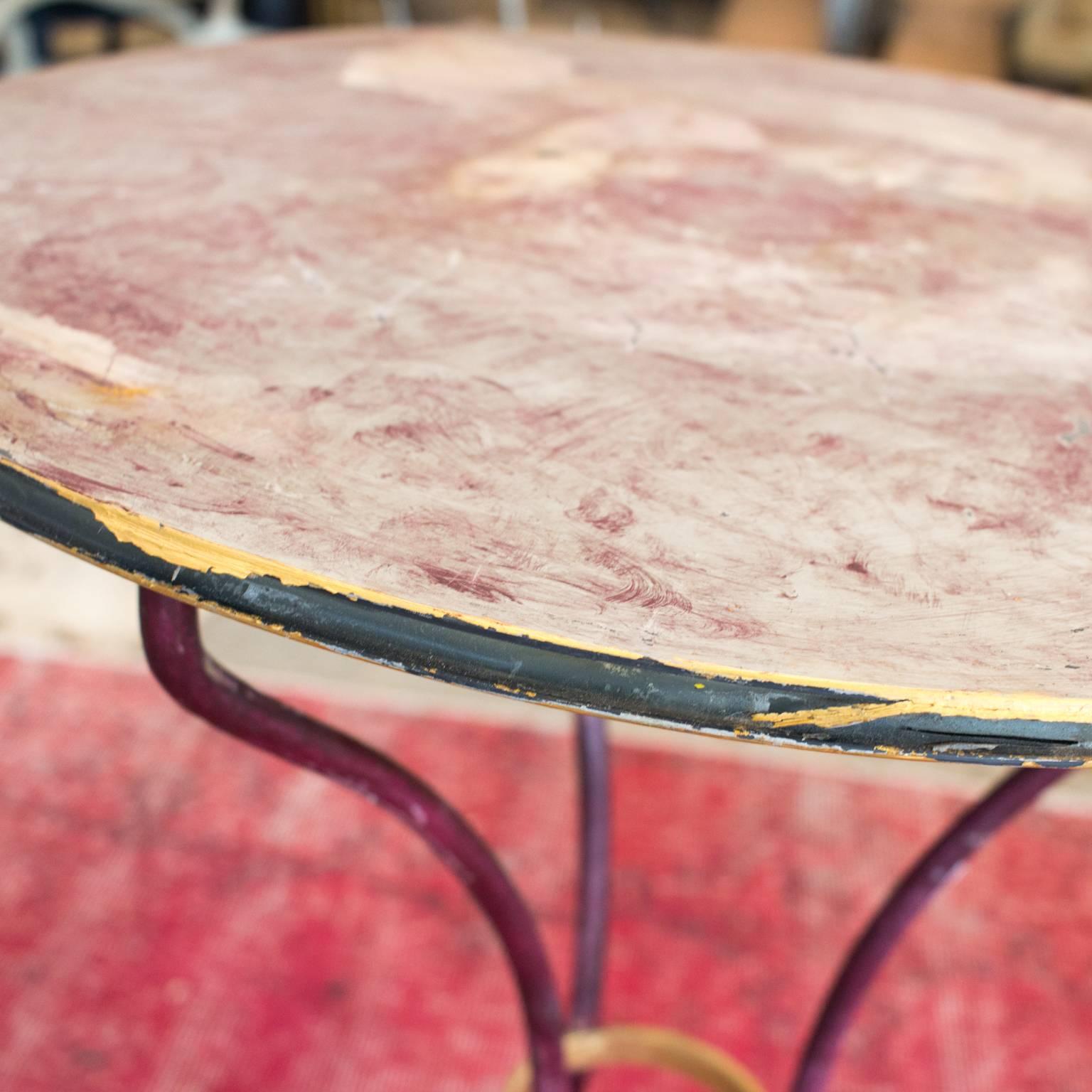 Hand-Painted 1920s Painted French Metal Bistro Table