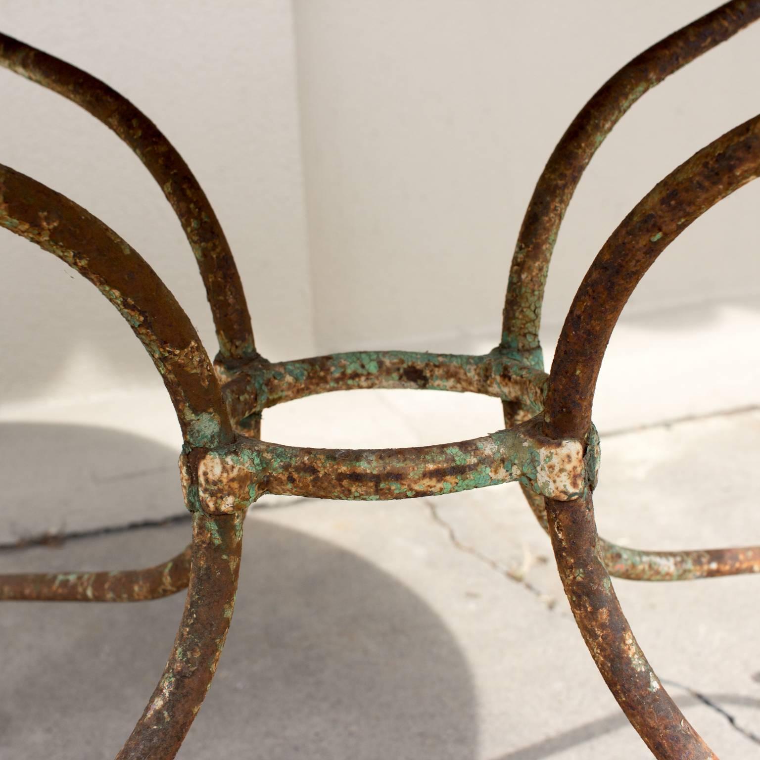Early 20th Century 1930s Rustic Metal Garden Table Found in France