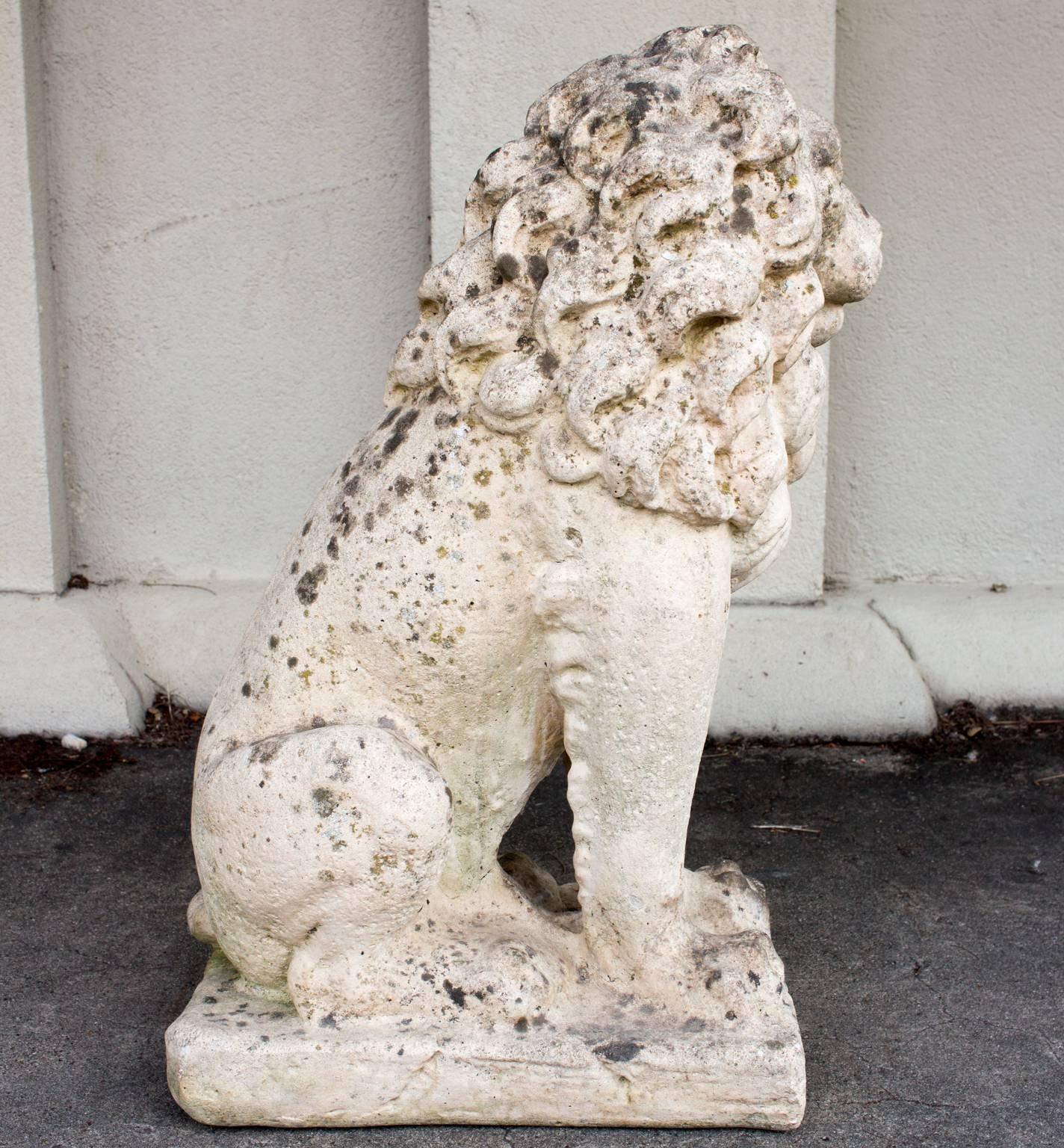 1920s Stone Lion Found in France In Distressed Condition In Houston, TX