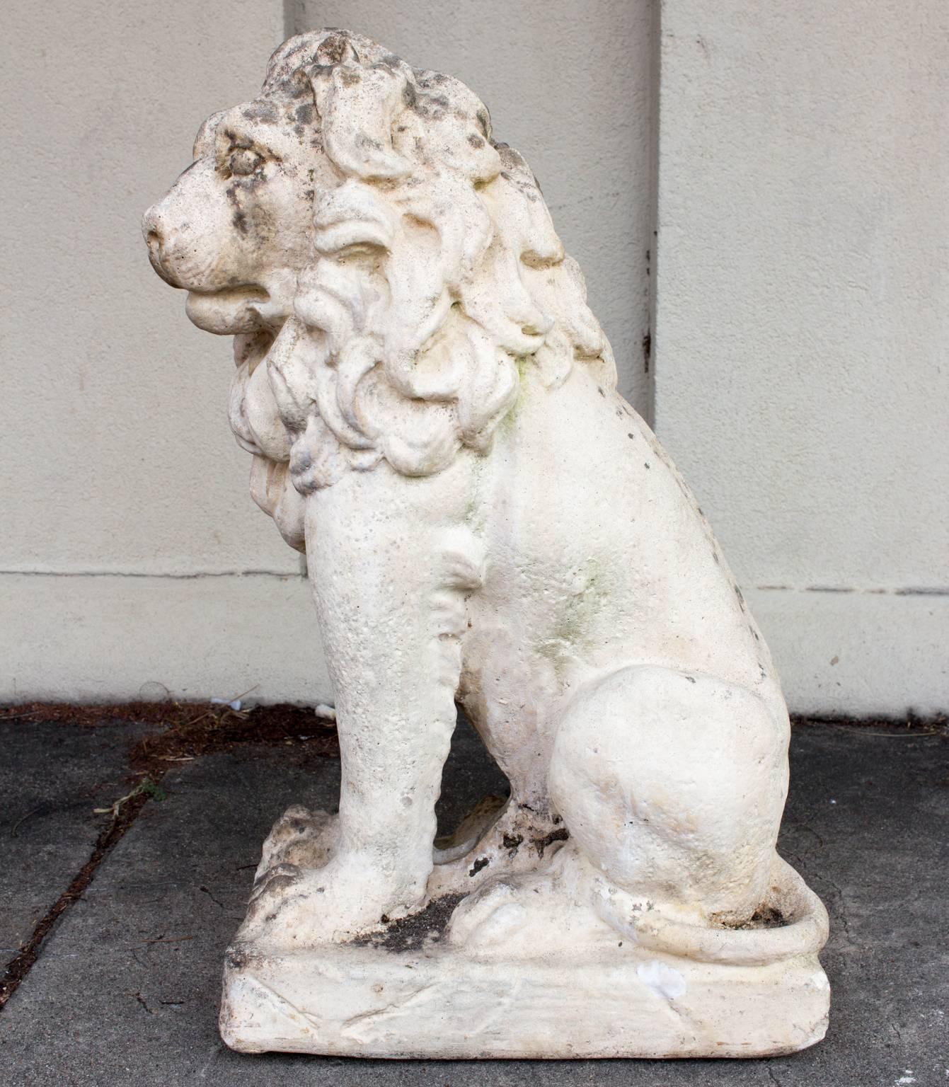 Cast Stone 1920s Stone Lion Found in France