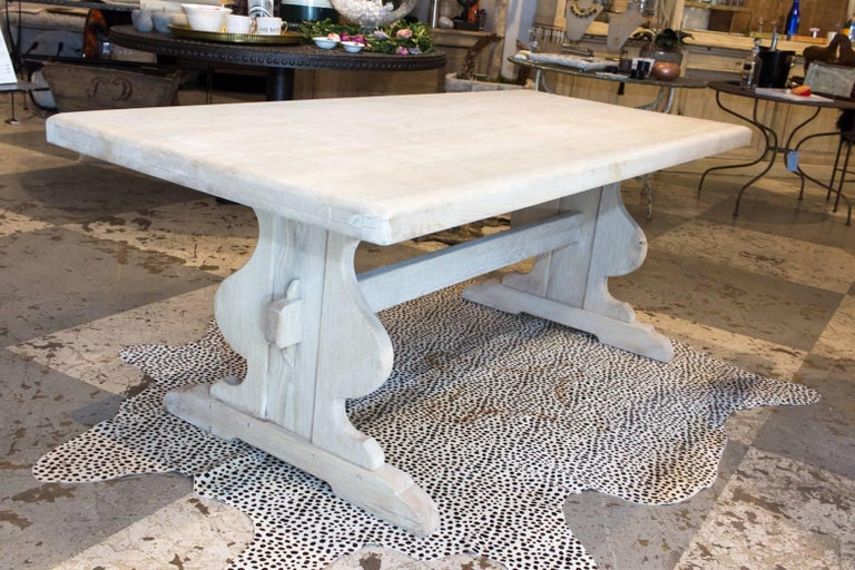 Antique Belgian Oak Table in Whitewash Finish For Sale at 1stdibs