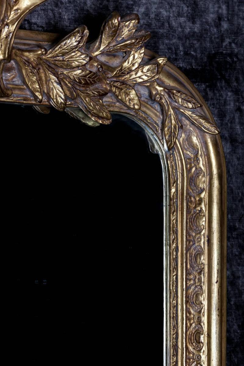 Louis Philippe Philippe Hand-Carved Beveled Mirror in Hand Gilt Frame