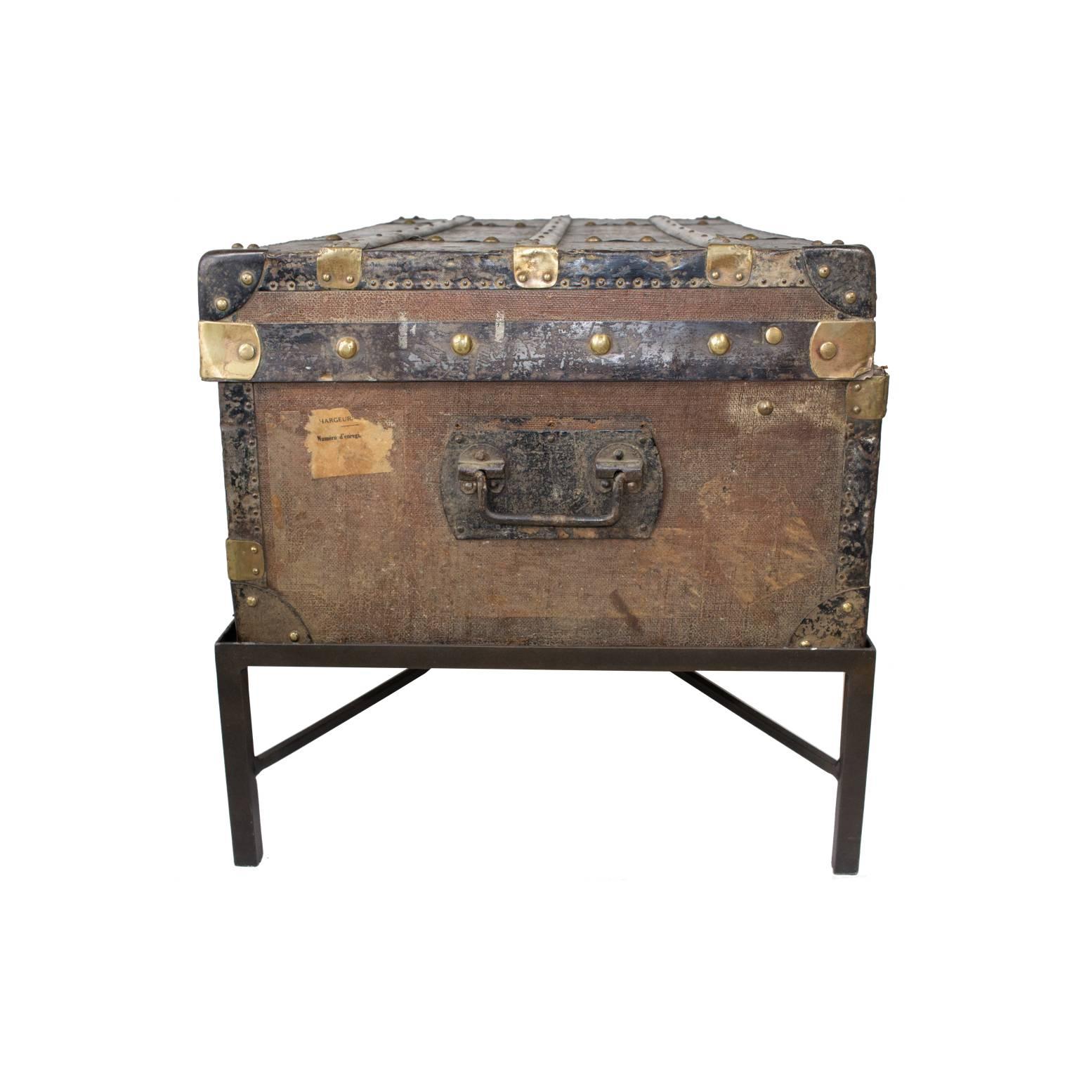 Iron 19th Century Au Depart French Trunk Coffee Table