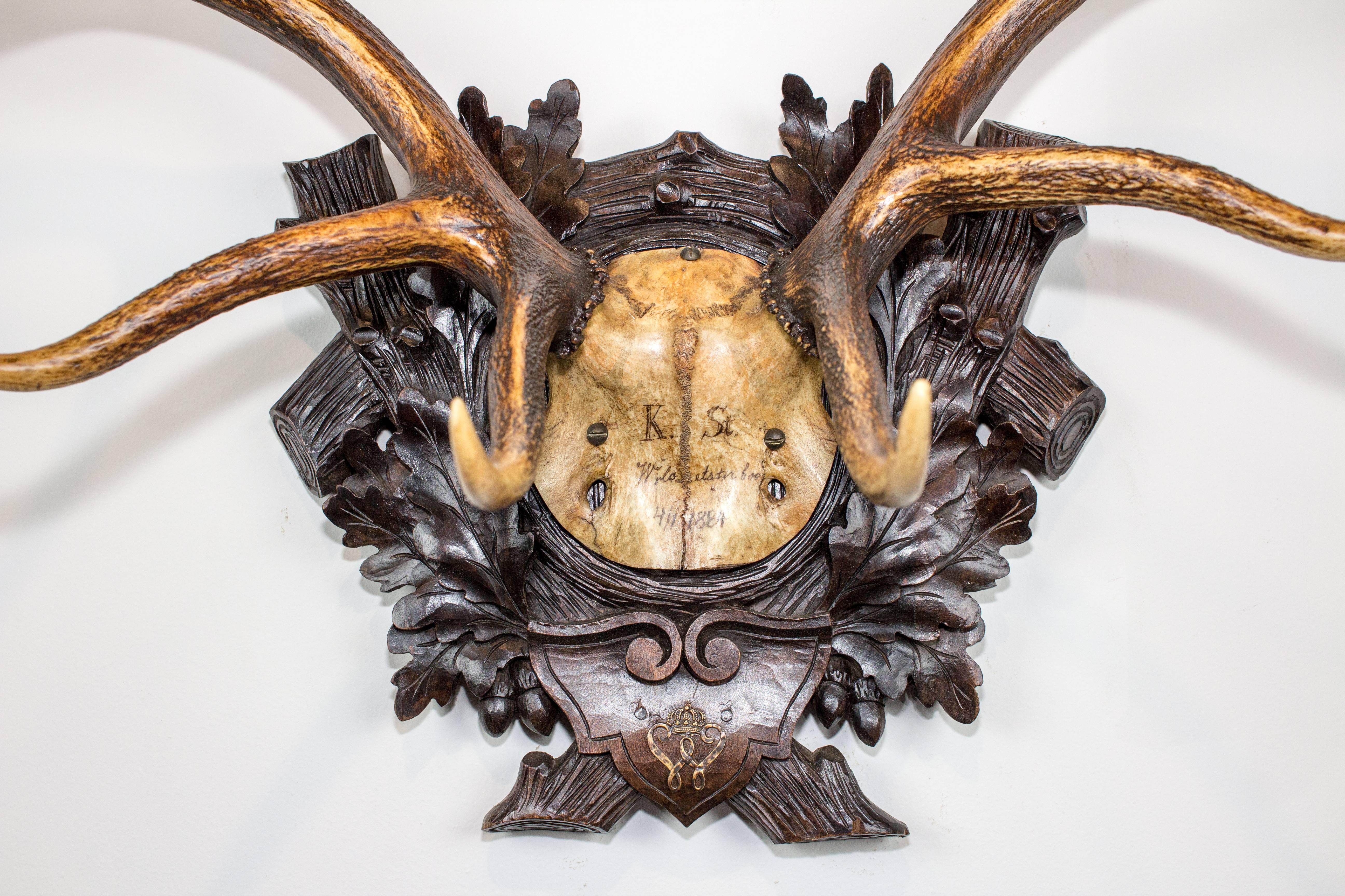 19th Century 1884 Red Stag with Wappen of Kaiser Wilhelm I of Germany