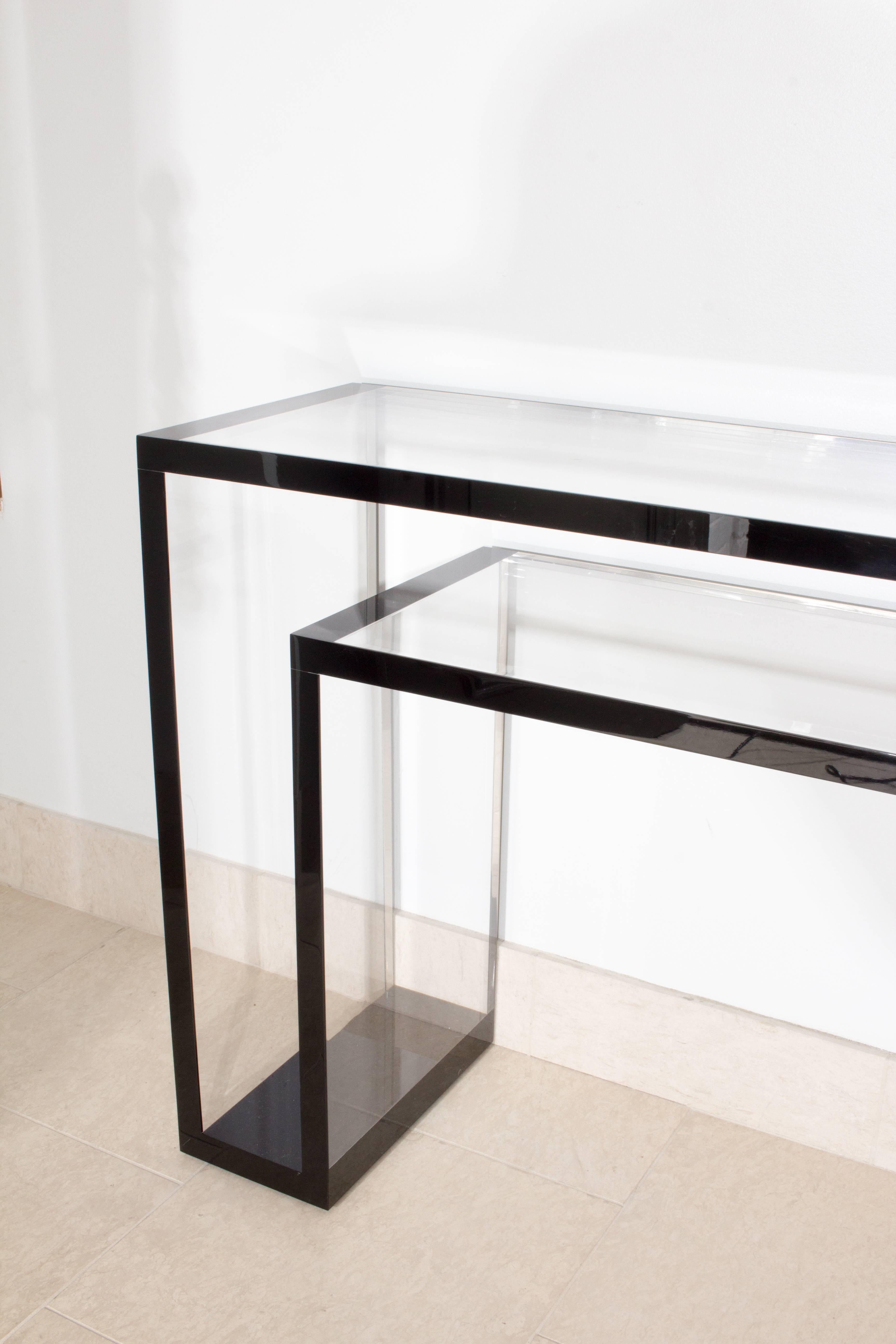 American Alexandra Von Furstenberg Stealth Console Table in Opaque Black For Sale