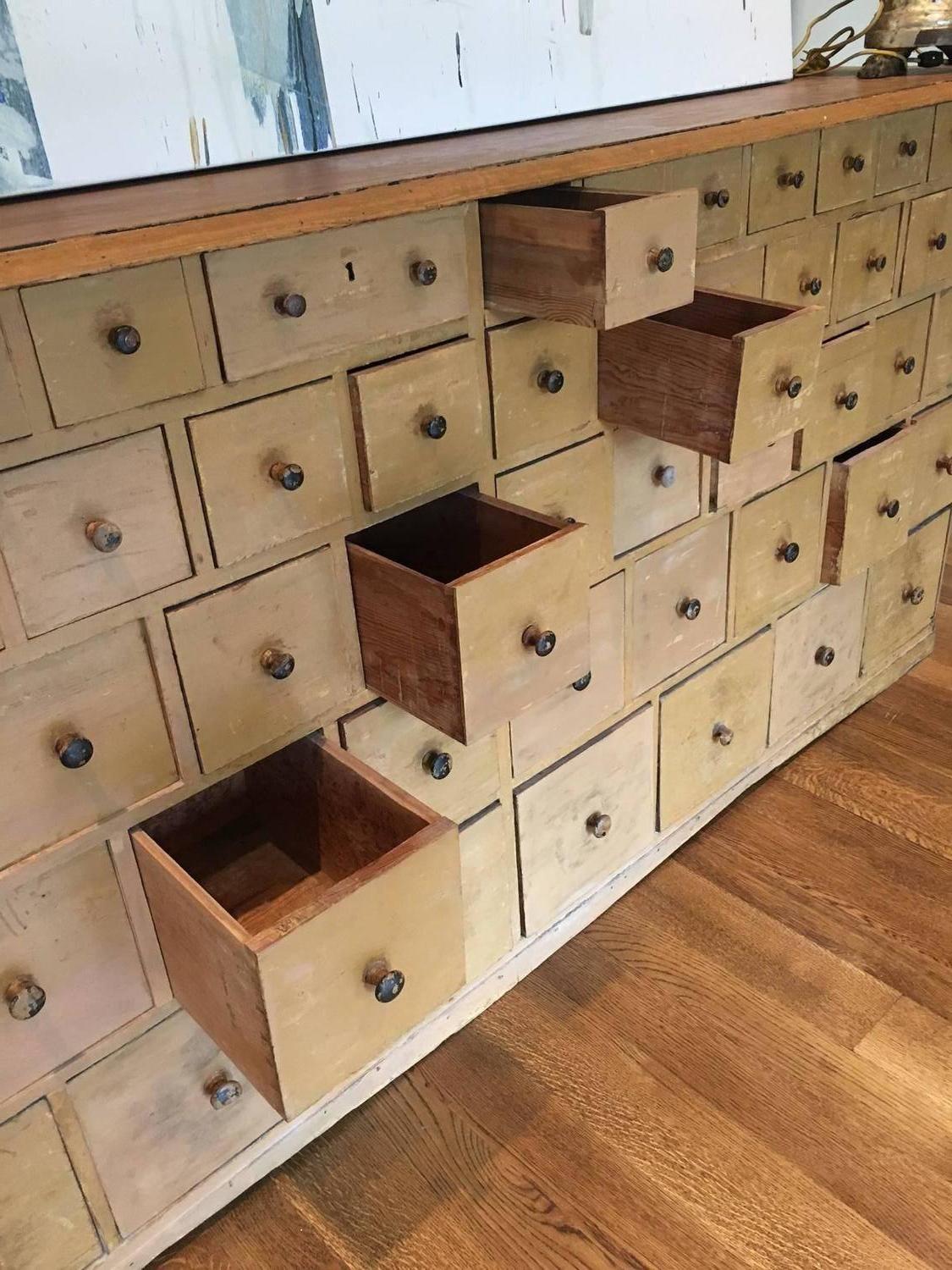 Wood 19th Century Painted Swedish Apothecary Bank of Drawers