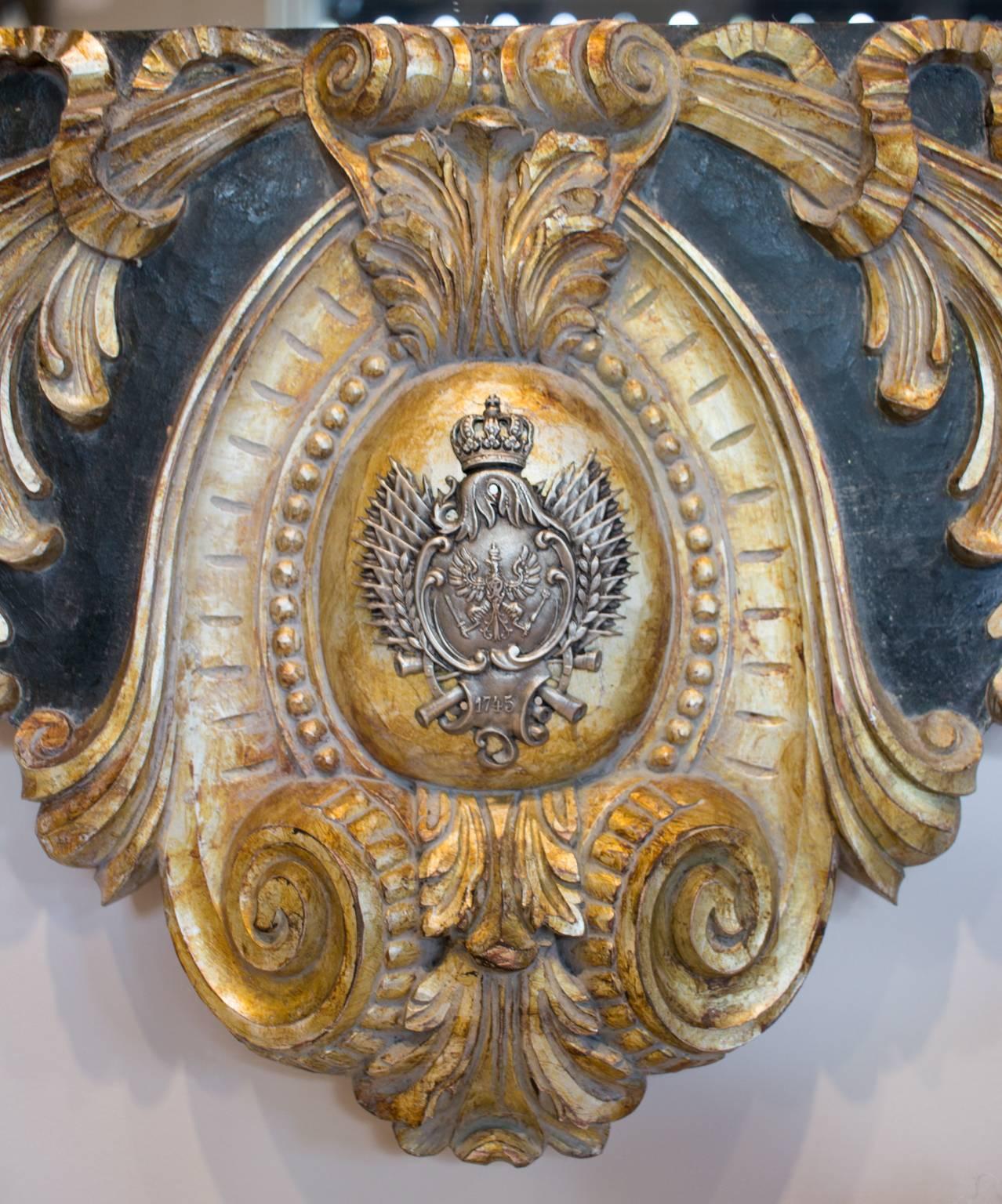 Black Forest Antique Habsburg Antler Mirror with Roe Trophy & Original Prussian Gorget