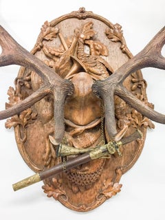 19th Century Red Stag and Swords of Emperor Franz Josef on Original Plaque