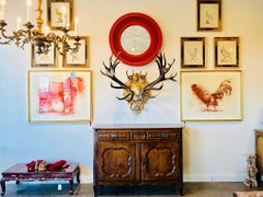European Red Stag and Roe Trophies on Plaque with Emblem of St. Sepulcre
