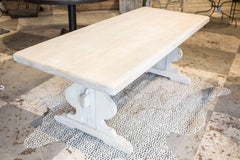 Antique Belgian Oak Table in Whitewash Finish