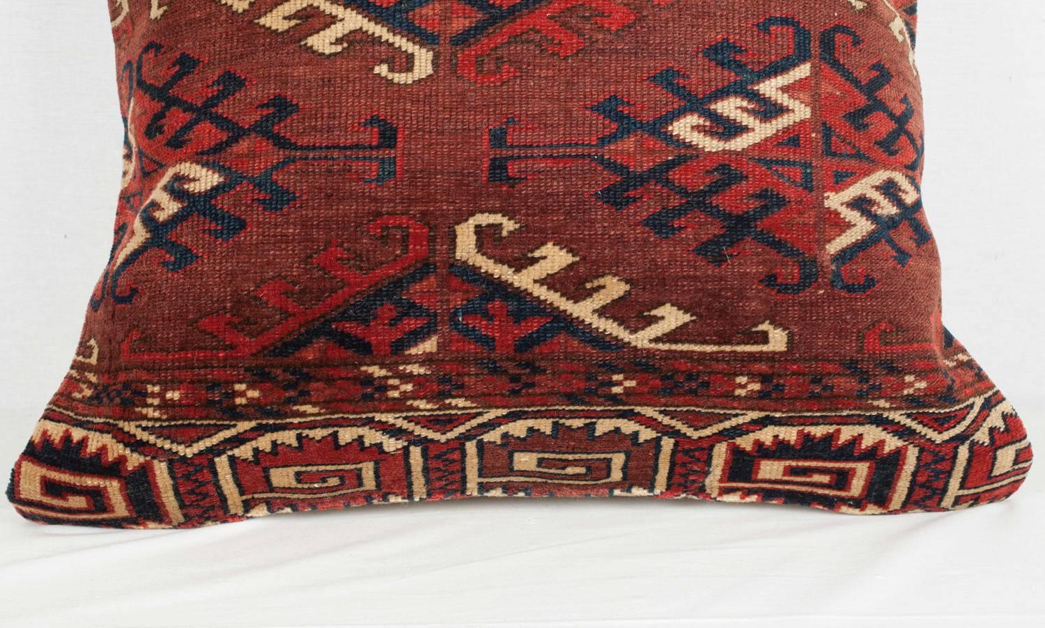 Tribal Antique Yomut Turkmen or Turkoman Pillow, Central Asia, 19th Century  For Sale