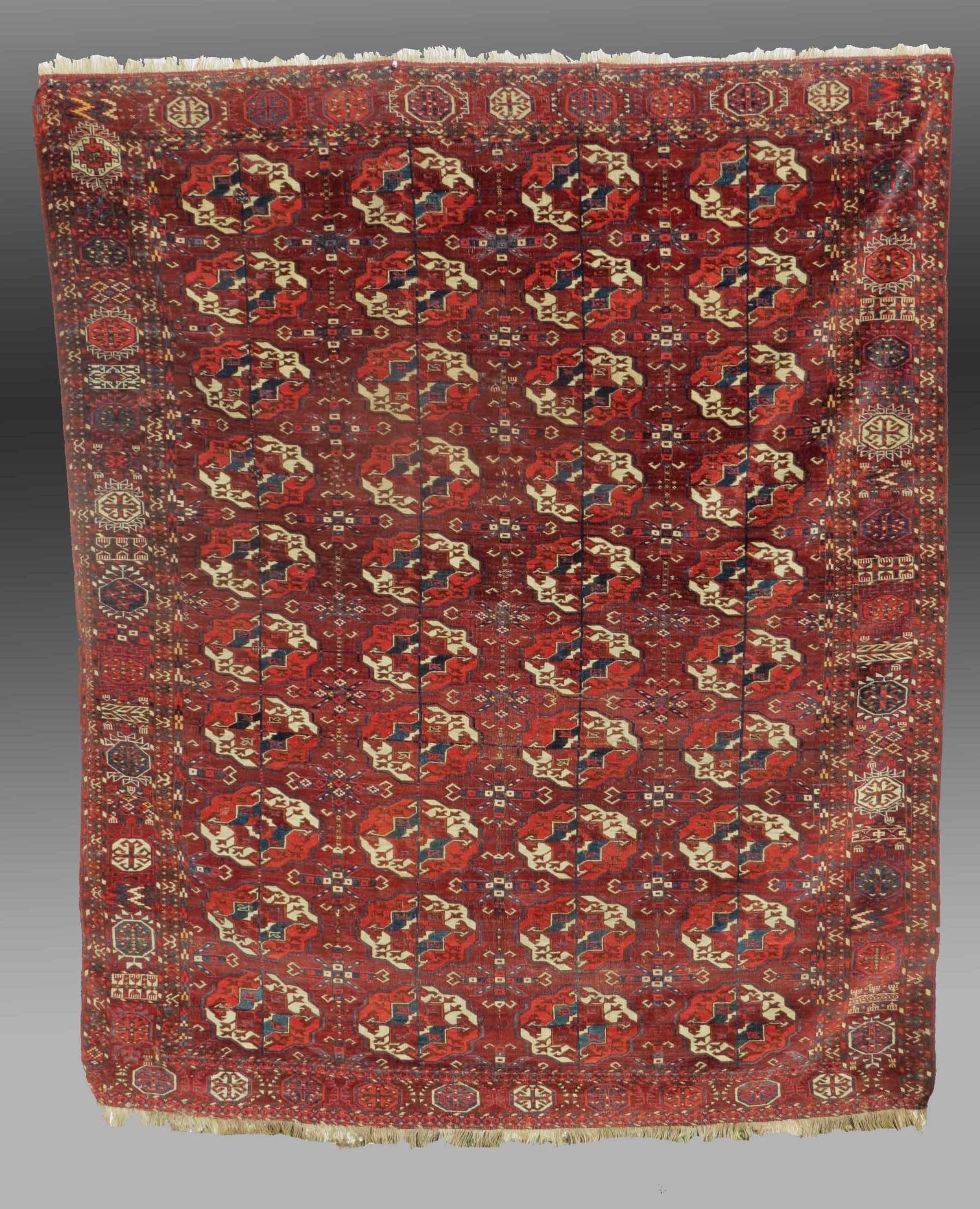 Tribal Antique Tekke Turkmen Carpet, Central Asia, Mid-19th Century For Sale