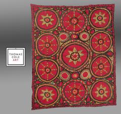 Antique Uzbek Embroidery Bed Cover or Wall Hanging, 19th Century