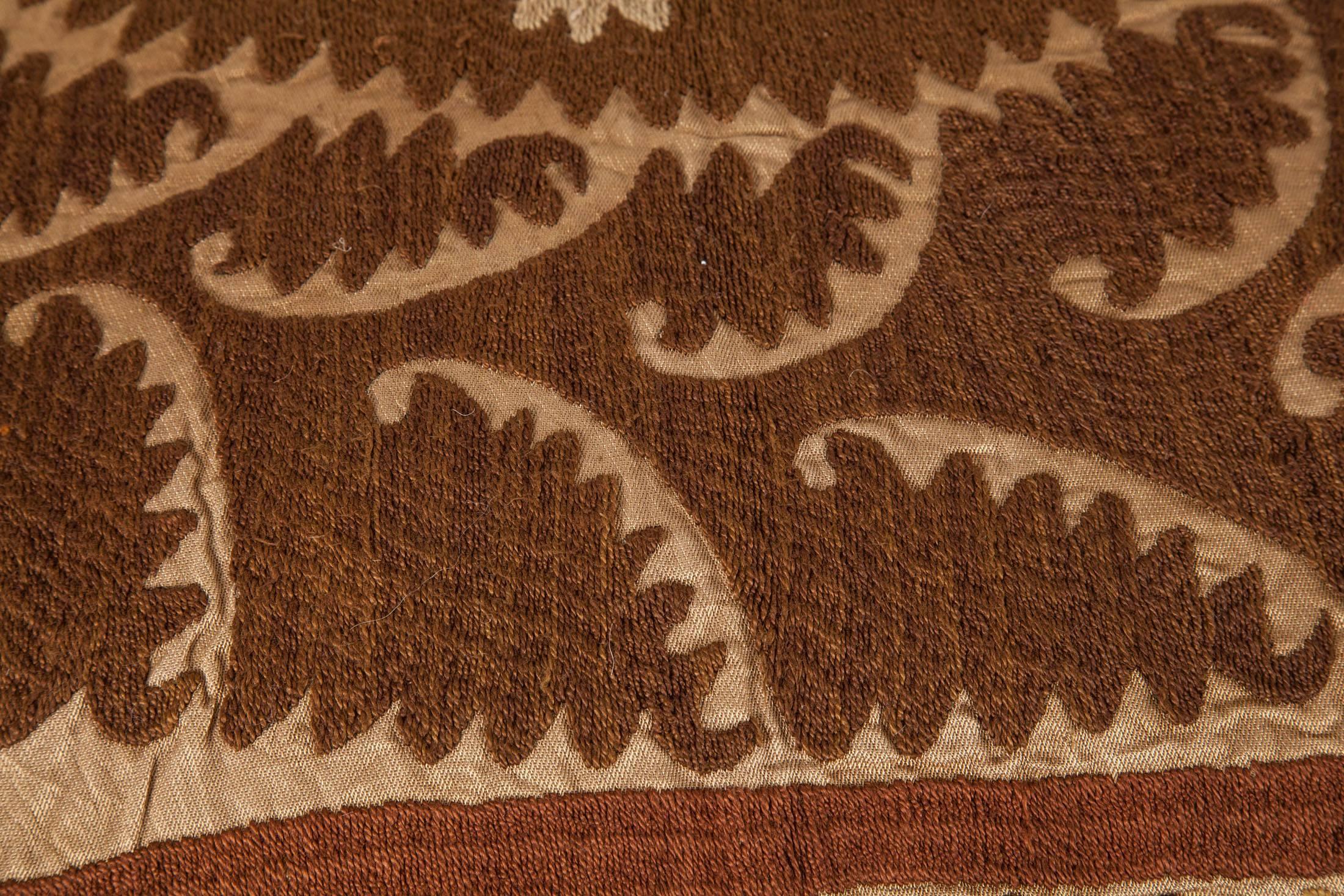 Linen Vintage Uzbek Embroidered Pillow, Central Asia, 1960-1970 For Sale