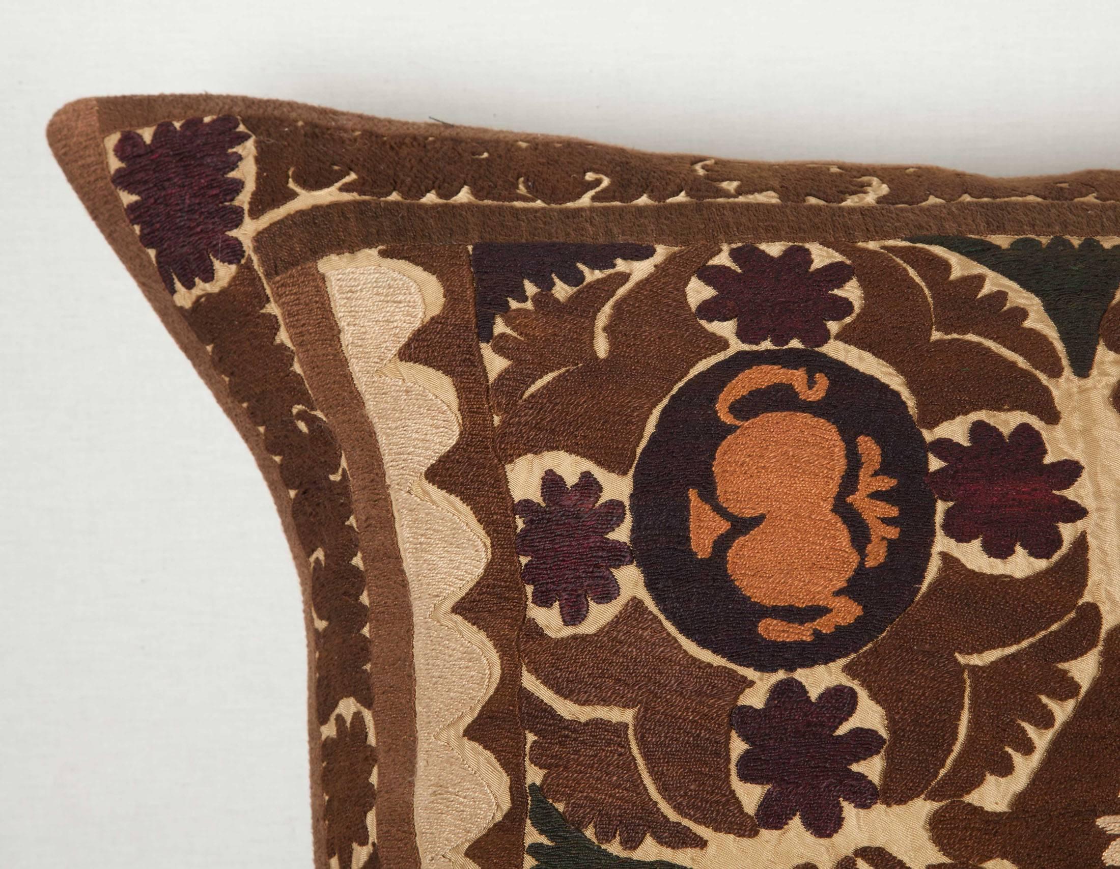 Tribal Vintage Uzbek Embroidered Pillow, Central Asia, 1960-1970 For Sale