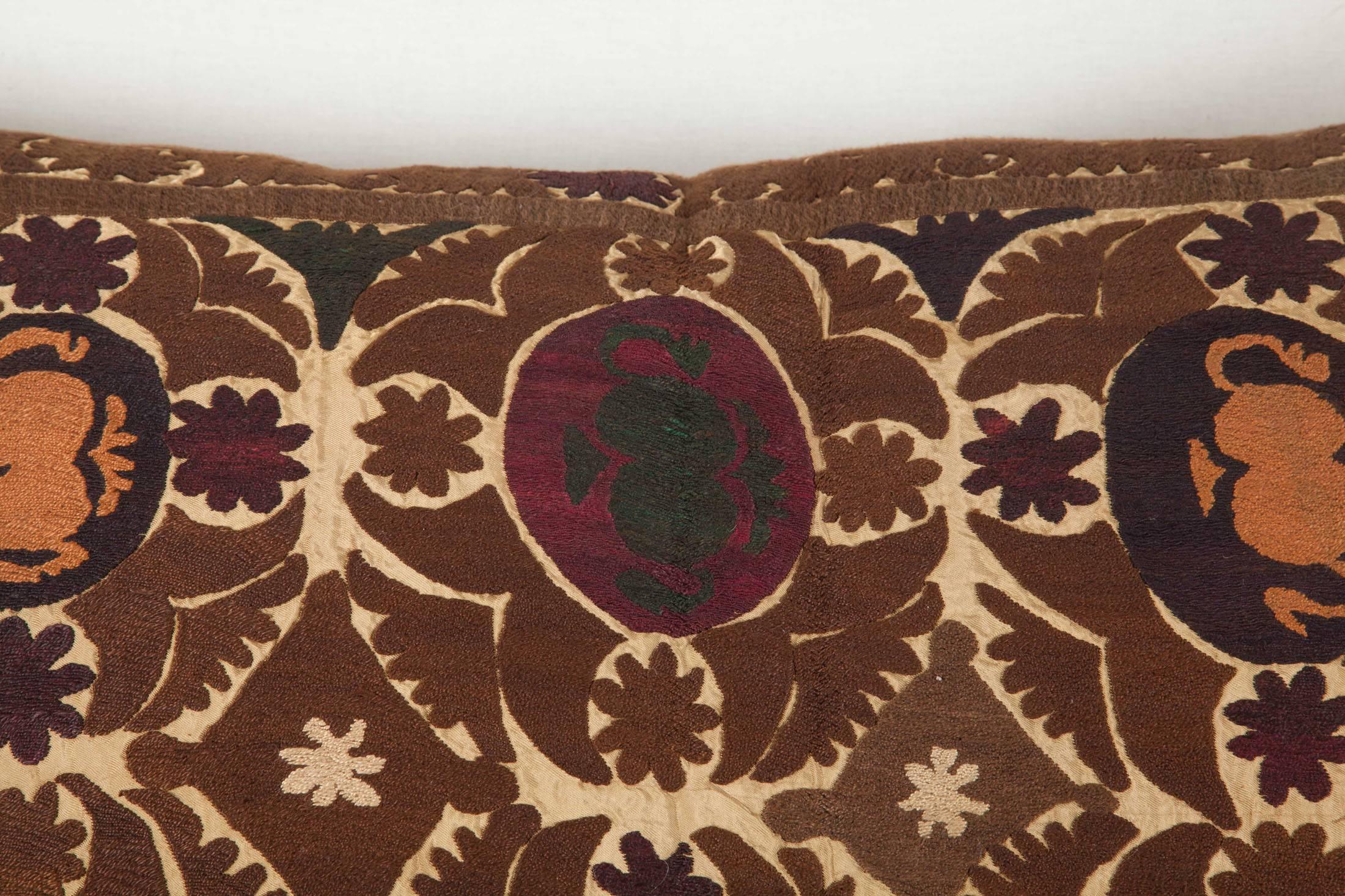 20th Century Vintage Uzbek Embroidered Pillow, Central Asia, 1960-1970 For Sale