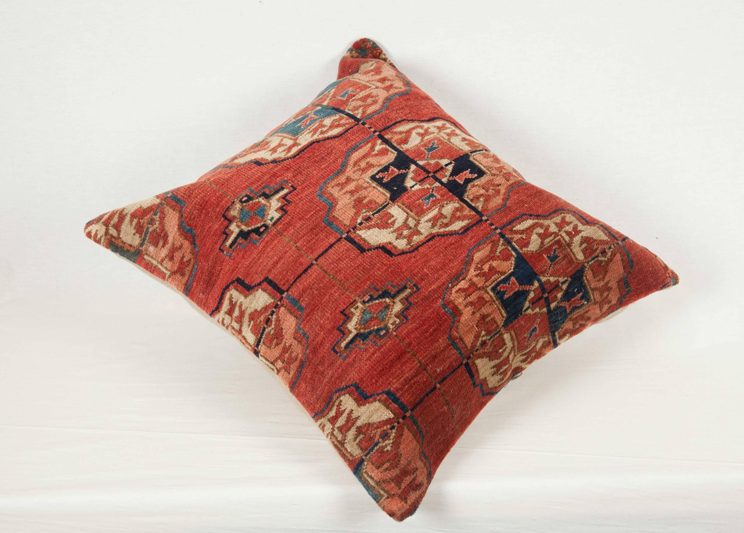 Tribal Antique Pillow, Ersari Tribe Turkmen Rug Frag For Sale