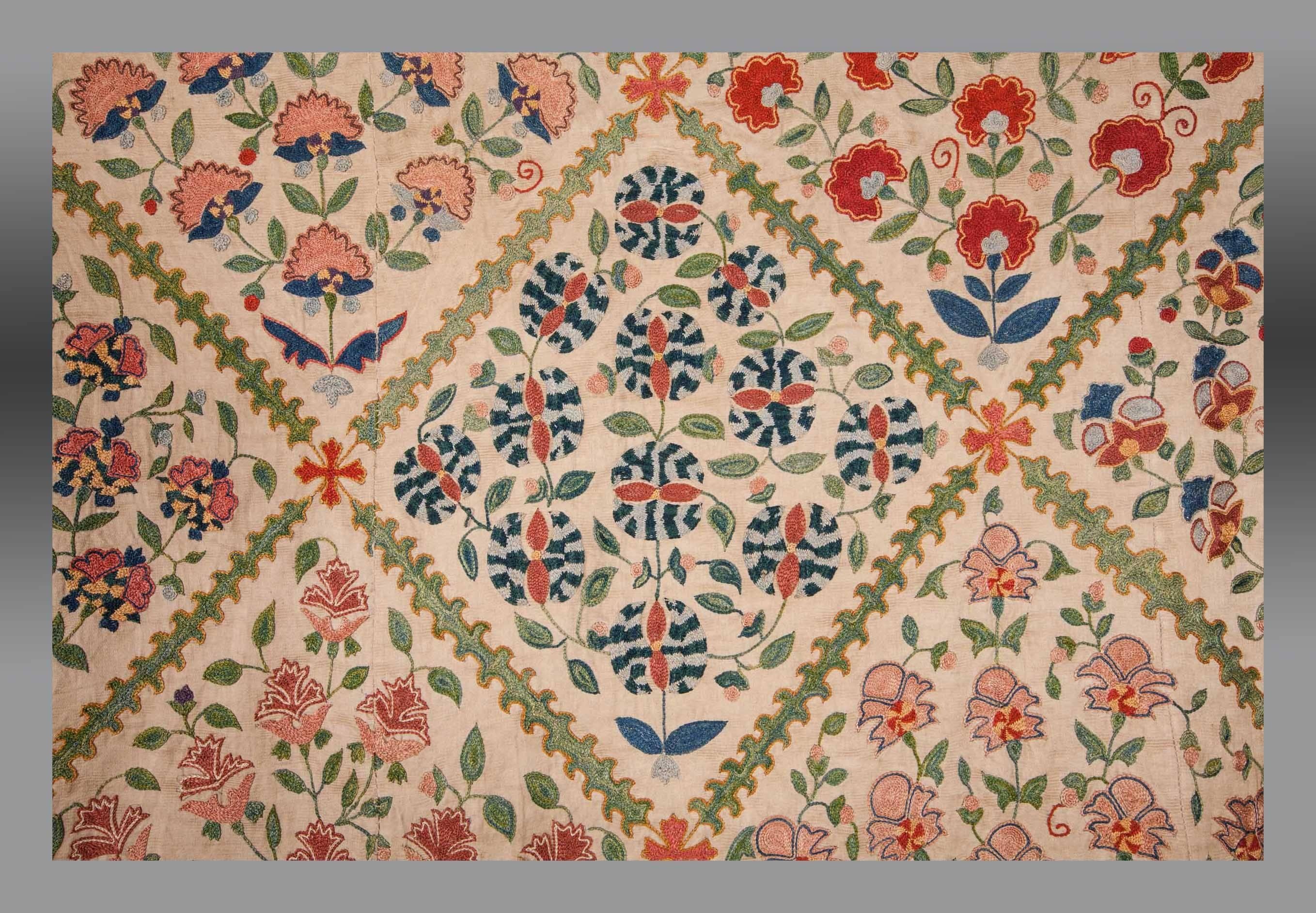 Contemporary Uzbek Silk Embroidery, Central Asia For Sale 1