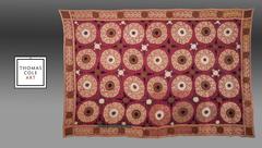 Vintage Uzbek Embroidery Wall Hanging/Bed Cover, Central Asia