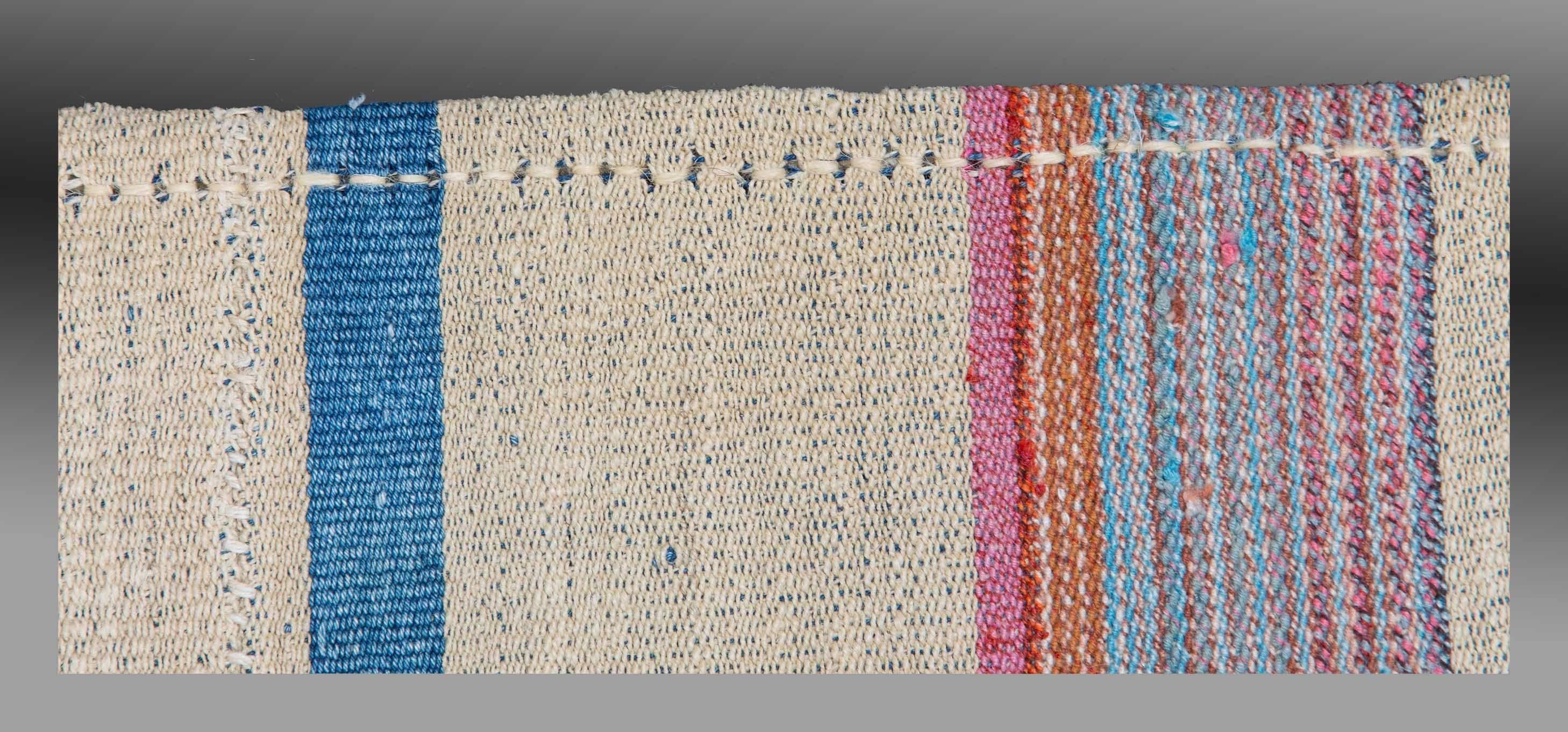 Cotton Kilim, Flat-Weave Jajim from Southern Turkey, Mid-20th Century For Sale