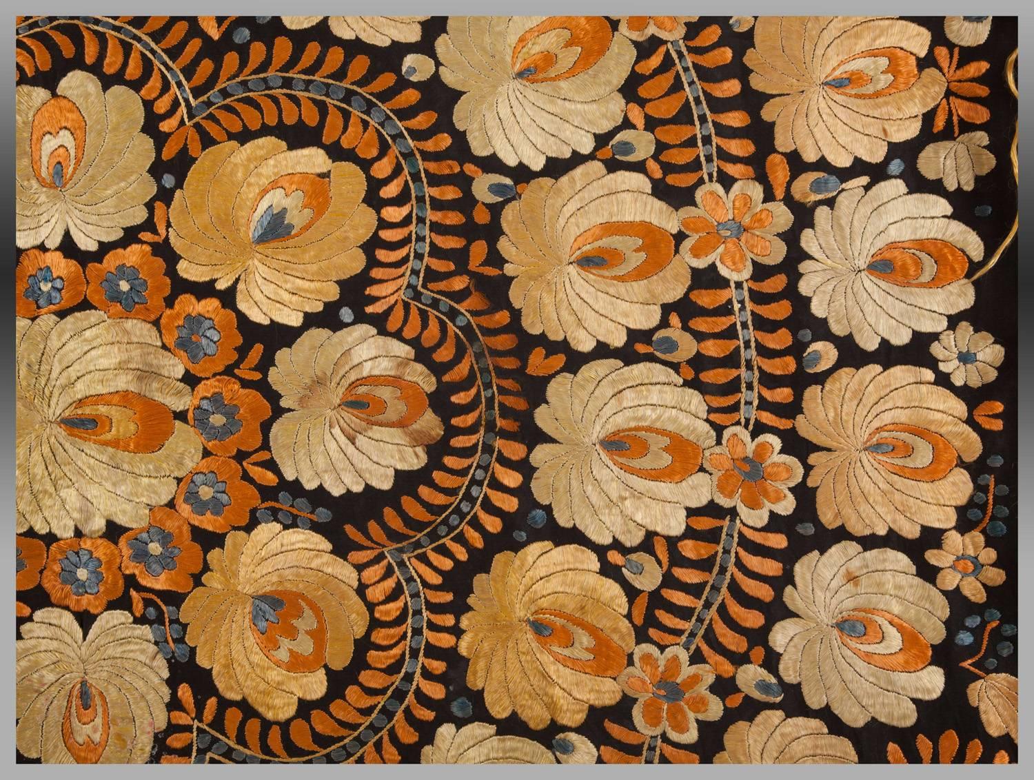 Hungarian Vintage Embroidred Shawl, Hungary, Early 20th Century For Sale