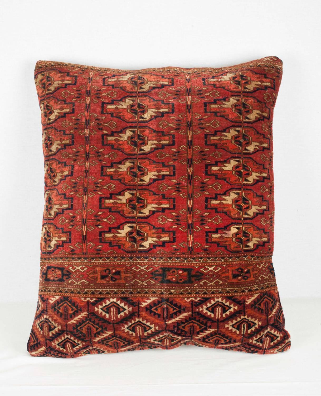 A pillow fashioned from an antique Tekke Turkmen 