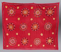 Vintage Suzani or Embroidery, Uzbek, Central Asia, Early 20th Century