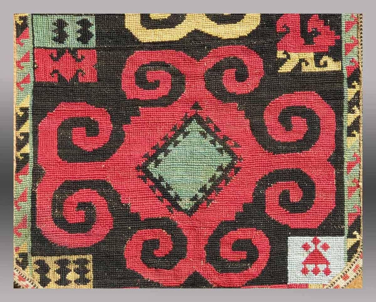 Late 19th Century Antique Uzbek Cross Stitch Embroidered Wall Hanging, Central Asia, 19th Century For Sale