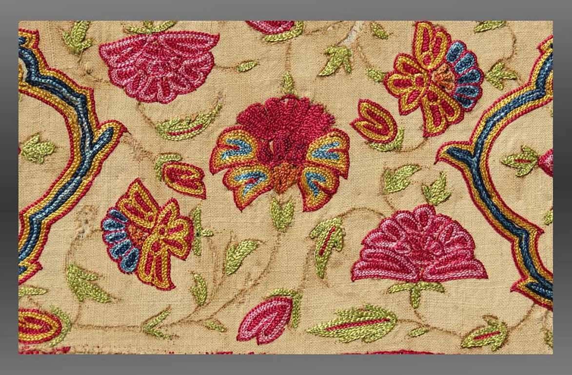 Embroidered Antique Embroidery Fragment from India, Gujarat Area, Mid-19th Century For Sale