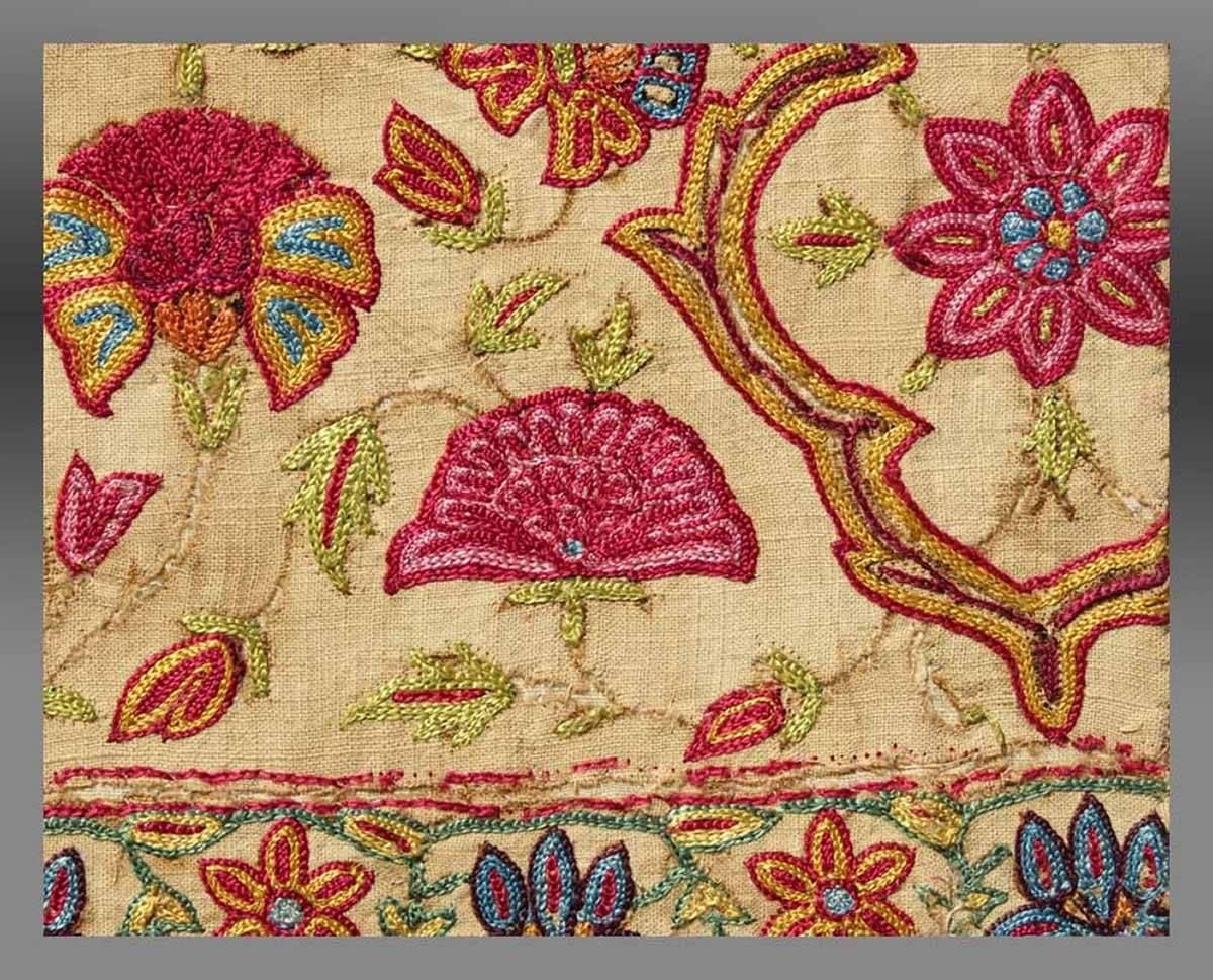 Indian Antique Embroidery Fragment from India, Gujarat Area, Mid-19th Century For Sale