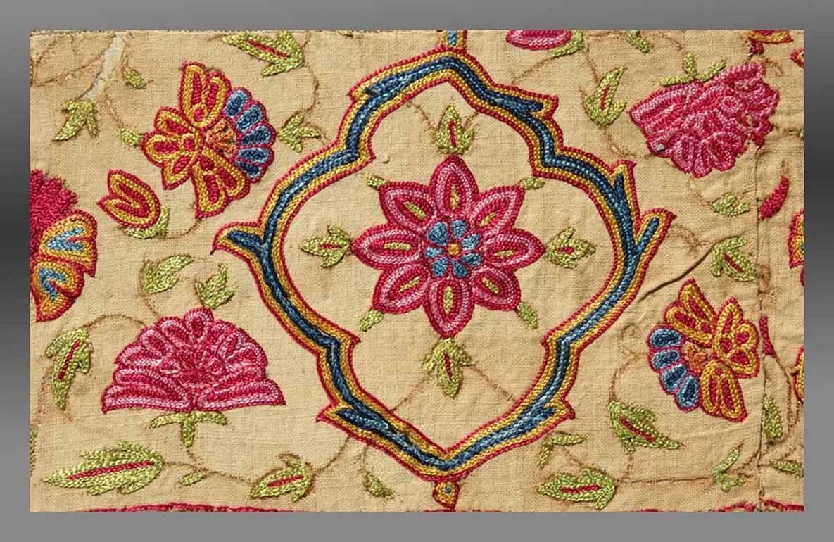Islamic Antique Embroidery Fragment from India, Gujarat Area, Mid-19th Century For Sale