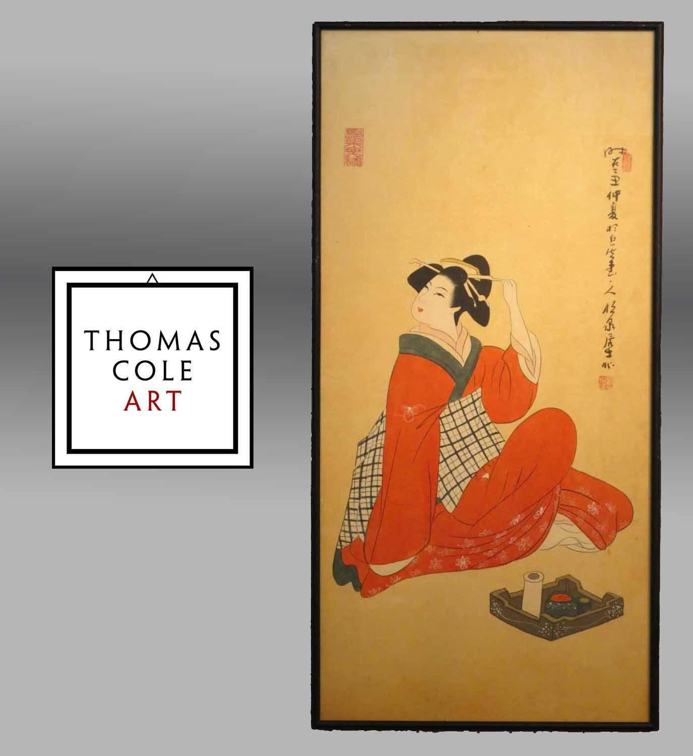 An original Japanese woodblock print, probably from the 1950s-1980s, the signatures are untranslated.

Size - Actual print (13