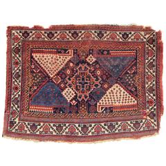 Antique Afshar Tribal Bag Face South Persia, 19th Century Mounted Conserved