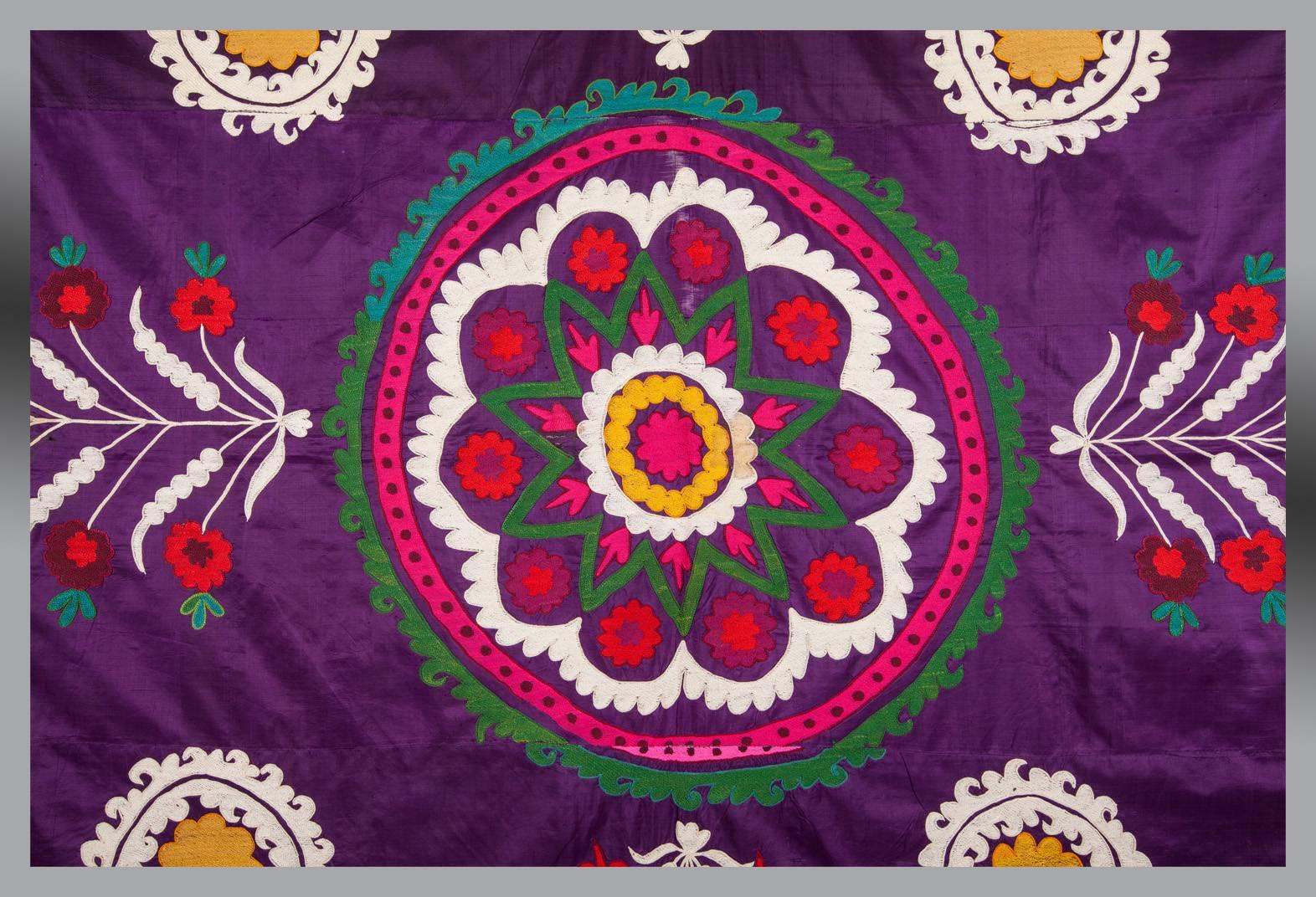 Tribal Vintage Uzbek Embroidery or Suzani, Central Asia, circa 1930s For Sale
