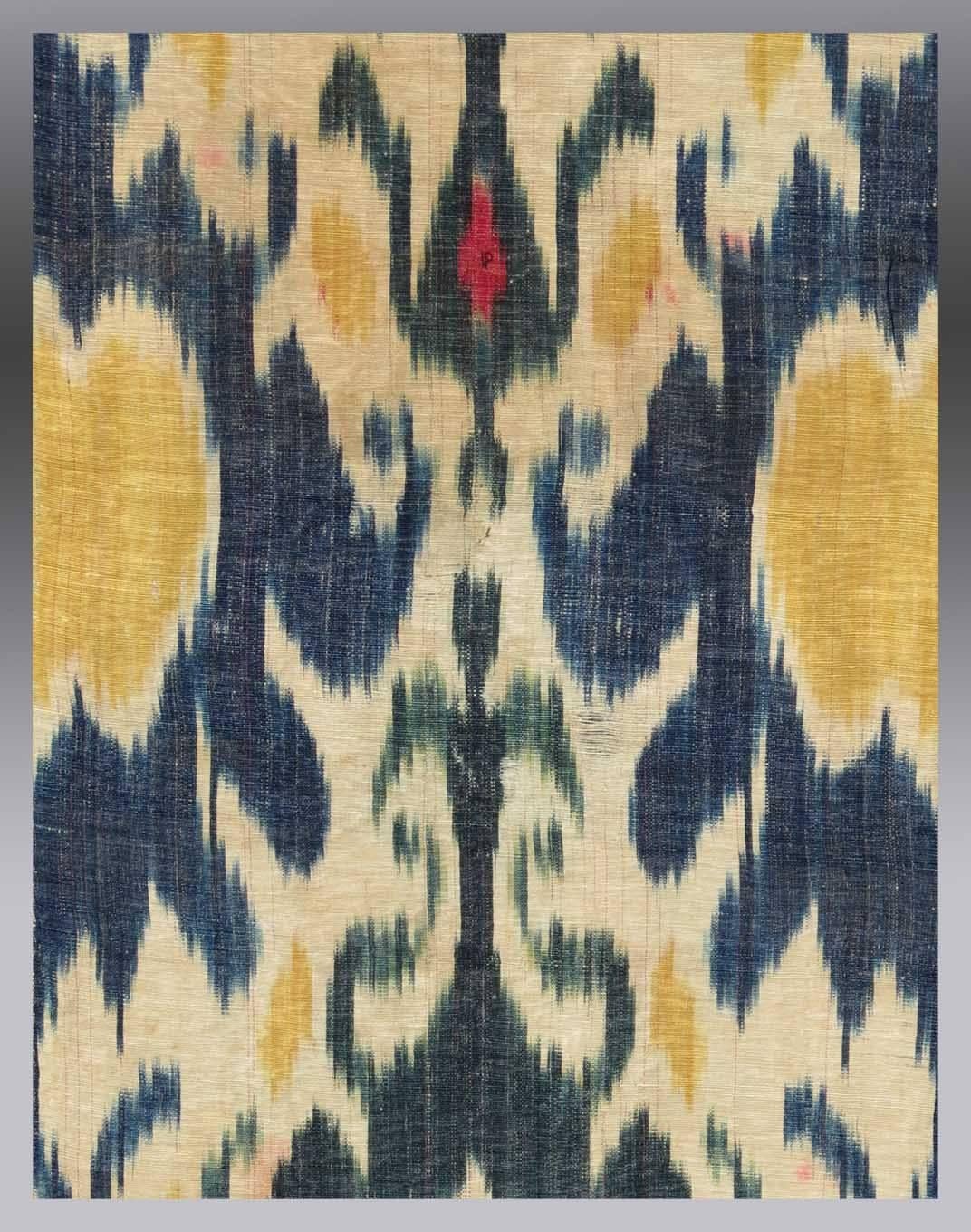 Antique Uzbek Ikat Panel, Central Asia, 19th Century In Good Condition For Sale In By Appointment Only, CA