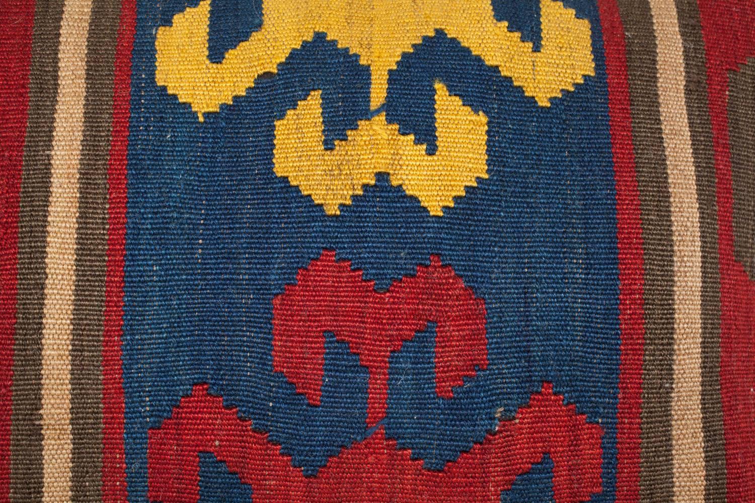 Antique Shahsevan Kilim Flat-Woven Pillow, Azerbaijan, 19th Century In Good Condition For Sale In By Appointment Only, CA