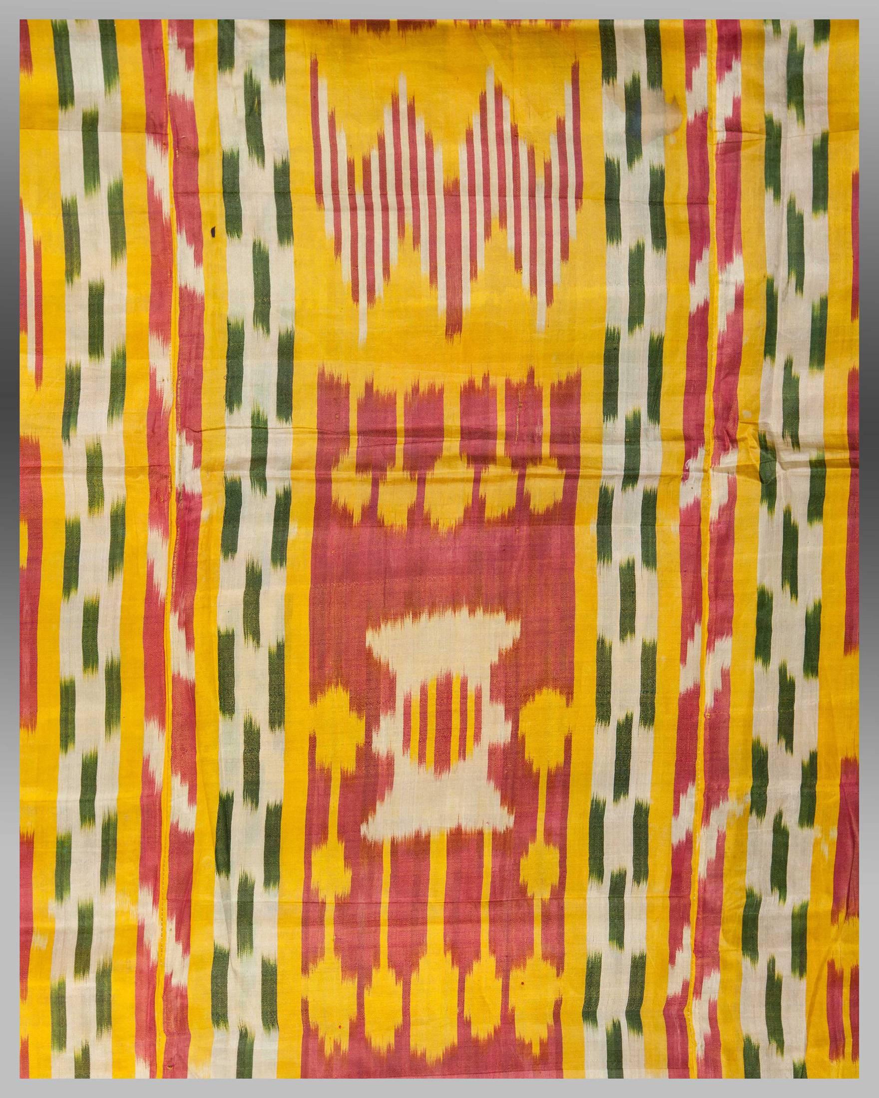 Tribal Antique Central Asian Ikat Panel, Early 20th Century For Sale