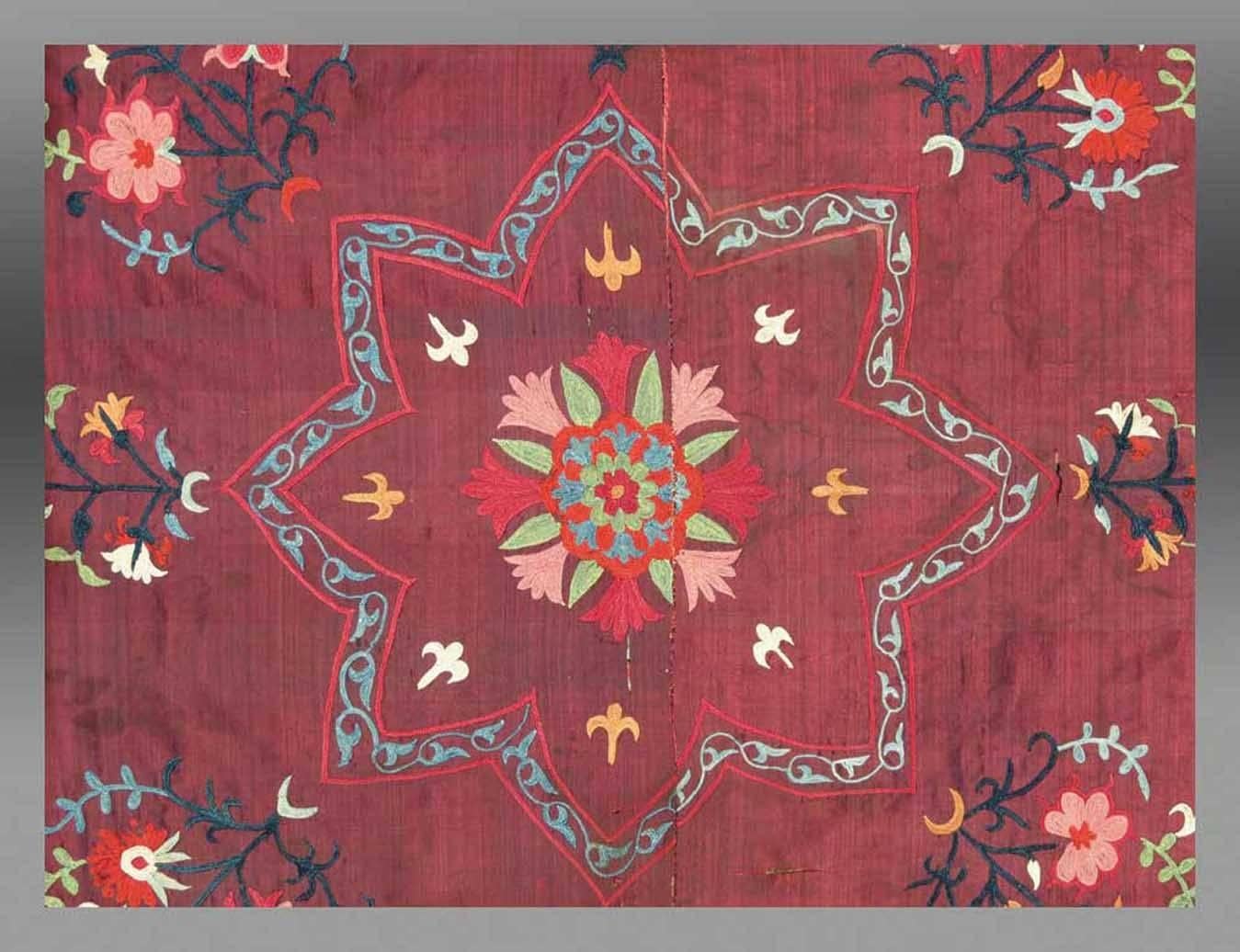 Tribal Antique Uzbek Suzani or Embroidery, Central Asia, 19th Century For Sale