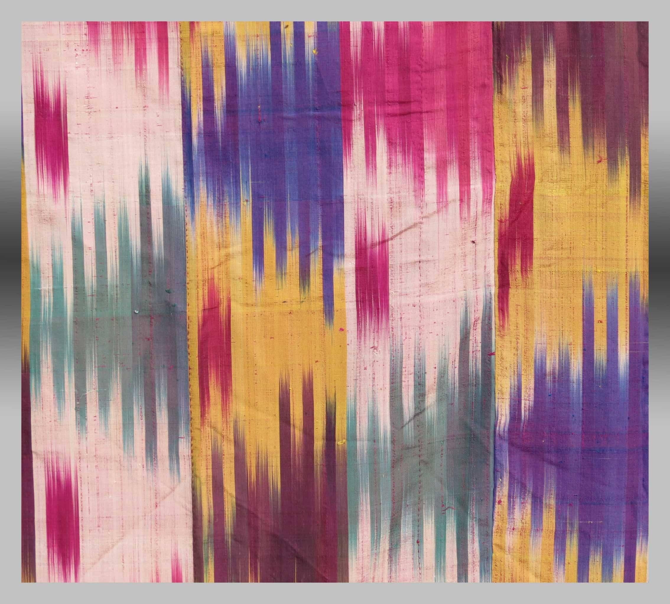 Tribal Antique Uzbek Ikat Panel, Central Asia, Late 19th Century