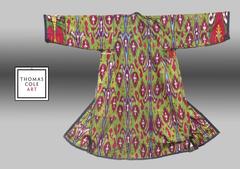 Antique Uzek or Tadjik Silk Ikat Coat or Kaftan, Central Asia, 19th Century