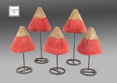 Antique Embroidered Hats, Set of Five, Central Asia, Late 19th Century