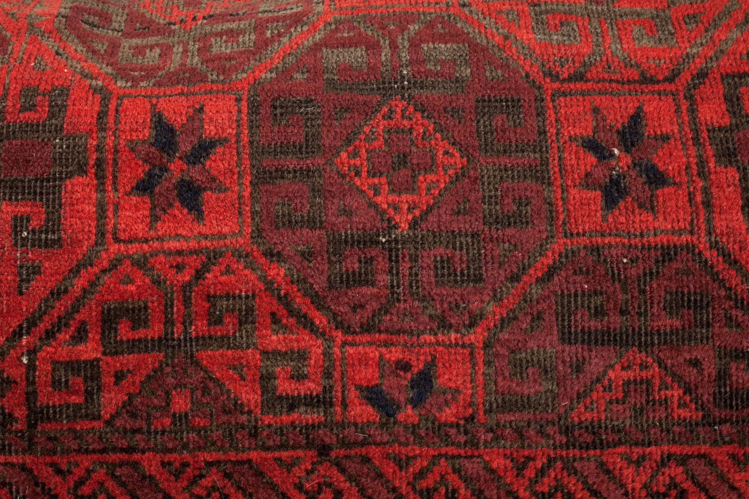 Antique Baluch Persian Tribal Pillow, Unusual Design with Saturated Red Color In Good Condition In By Appointment Only, CA