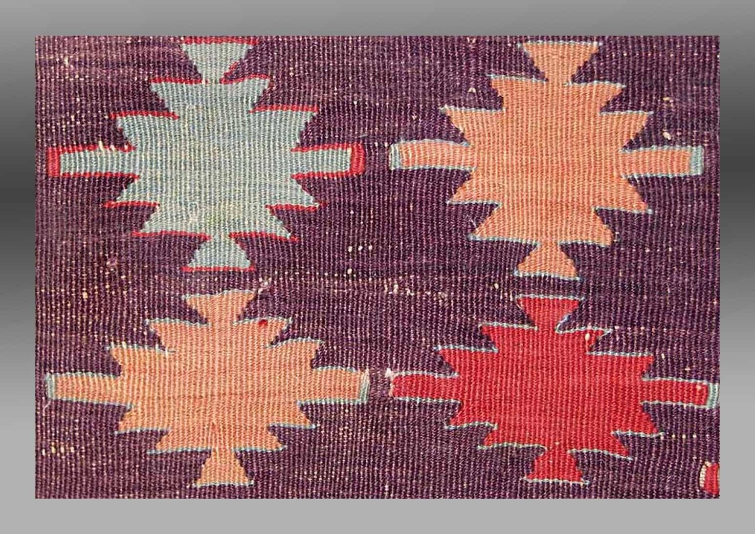 18th Century and Earlier Antique Kilim Fragment Mounted from Central Anatolia, 18th Century For Sale