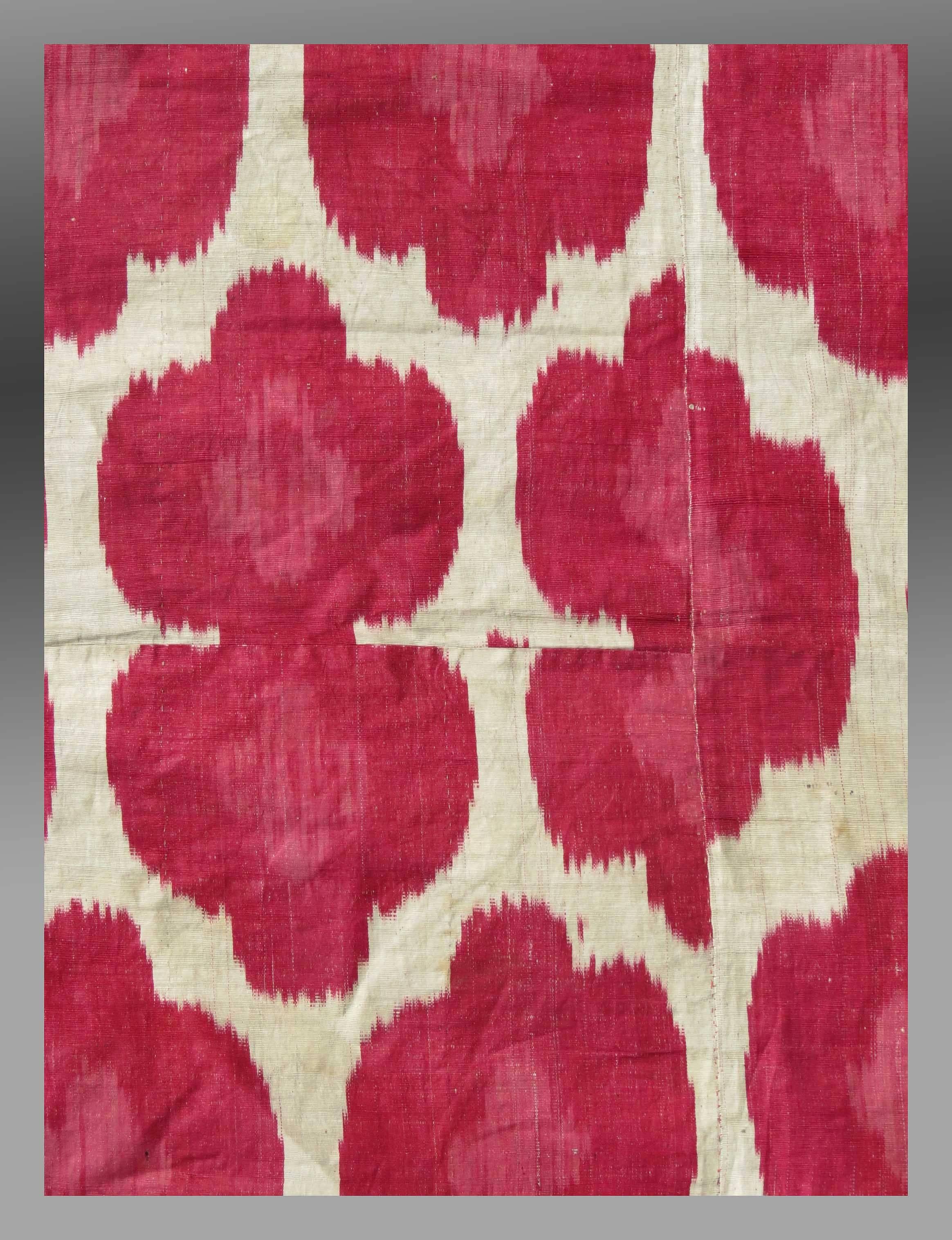 Silk Antique Uzbek Ikat Panel, Central Asia, 19th Century For Sale